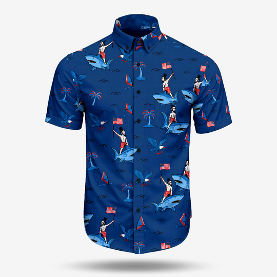Old Glory Shark Rider Button Down Shirt