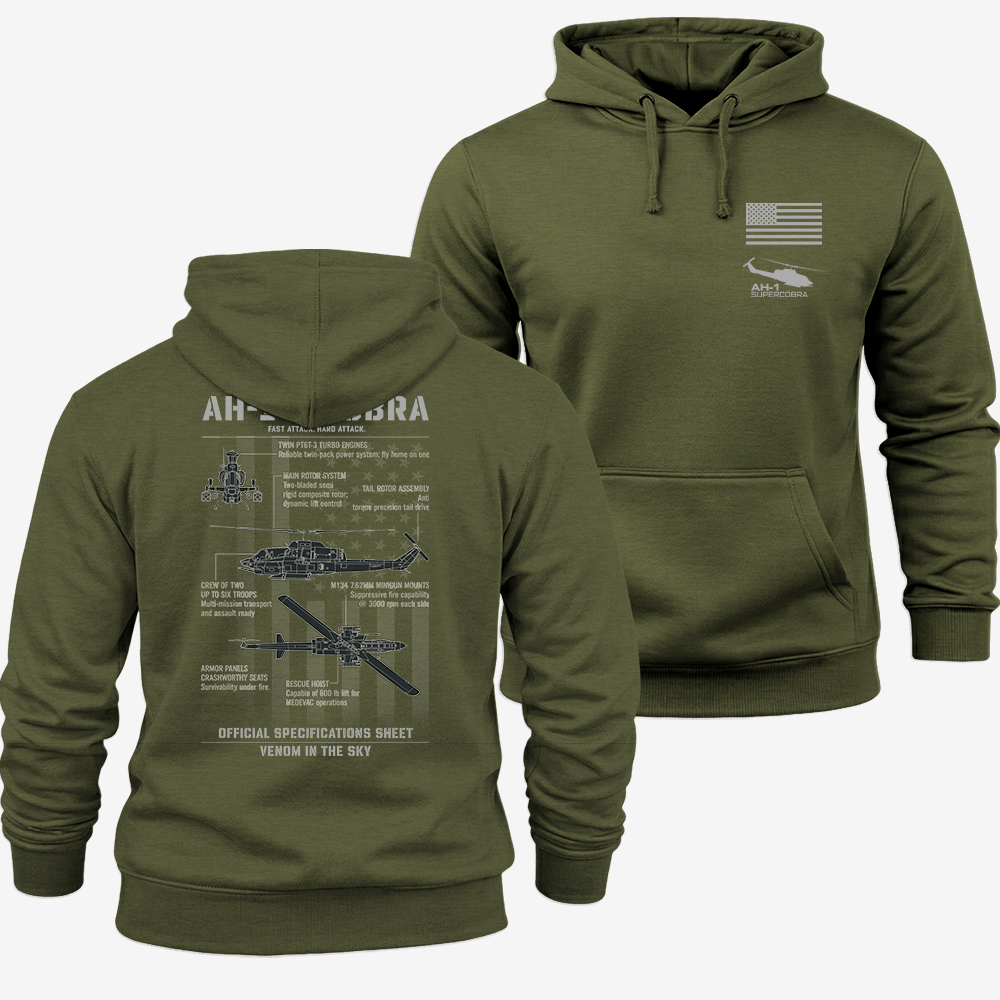 Bell AH-1 SuperCobra Schematic Hoodie