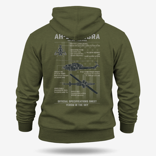 Bell AH-1 SuperCobra Schematic Hoodie