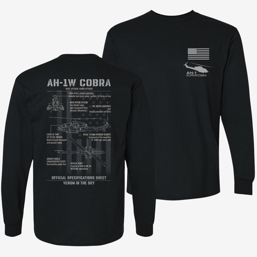 Bell AH-1 SuperCobra Schematic Long Sleeve