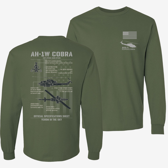Bell AH-1 SuperCobra Schematic Long Sleeve