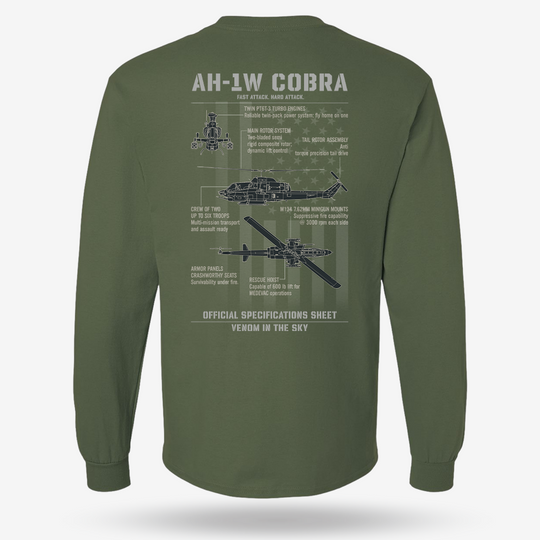 Bell AH-1 SuperCobra Schematic Long Sleeve