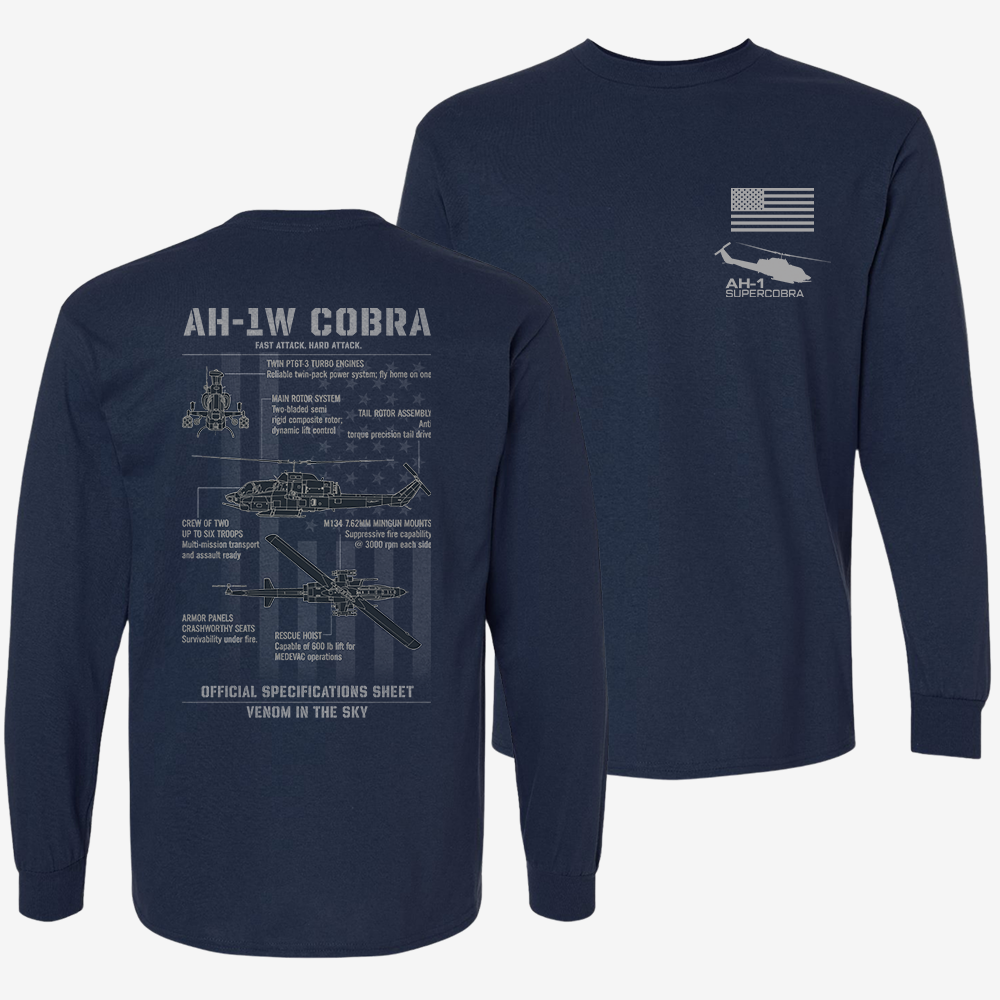 Bell AH-1 SuperCobra Schematic Long Sleeve