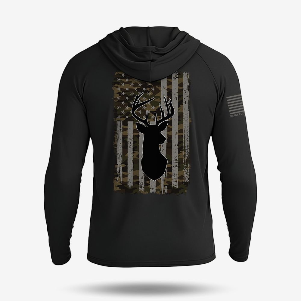 American Flag Camo Buck Lightweight Hoodie