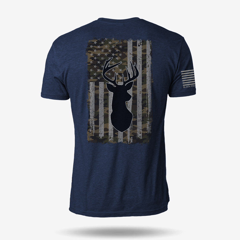 American Flag Camo Buck T Shirt