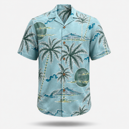 Aqua Palm Horizon Hawaiian Shirt