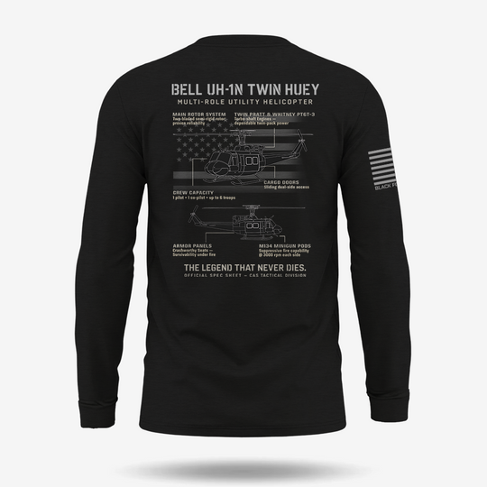 BELL UH-1N TWIN HUEY Schematic Long Sleeve