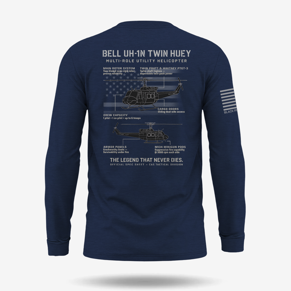 BELL UH-1N TWIN HUEY Schematic Long Sleeve