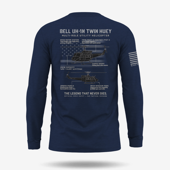 BELL UH-1N TWIN HUEY Schematic Long Sleeve