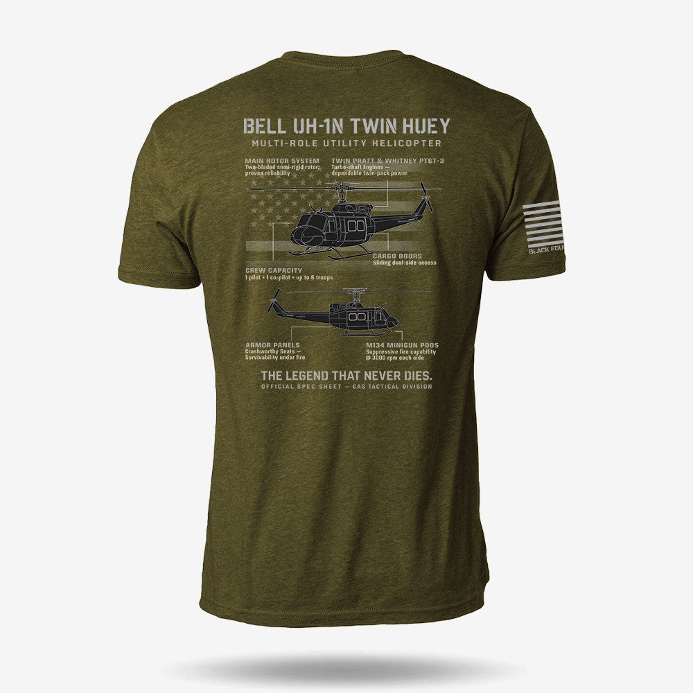 BELL UH-1N TWIN HUEY Schematic T Shirt