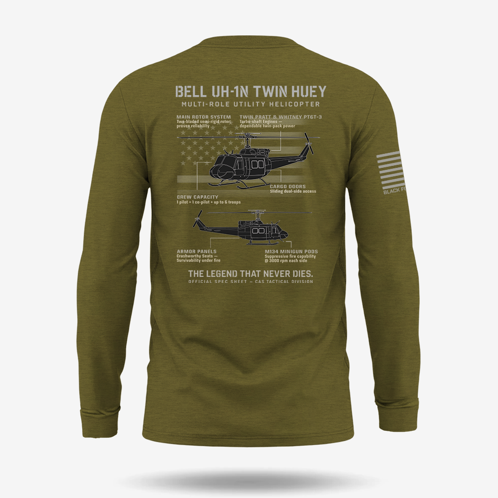 BELL UH-1N TWIN HUEY Schematic Long Sleeve