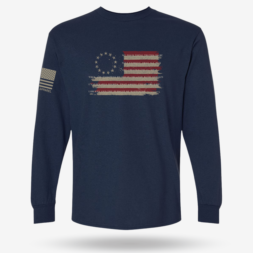 Betsy Ross America Flag Declaration Long Sleeve