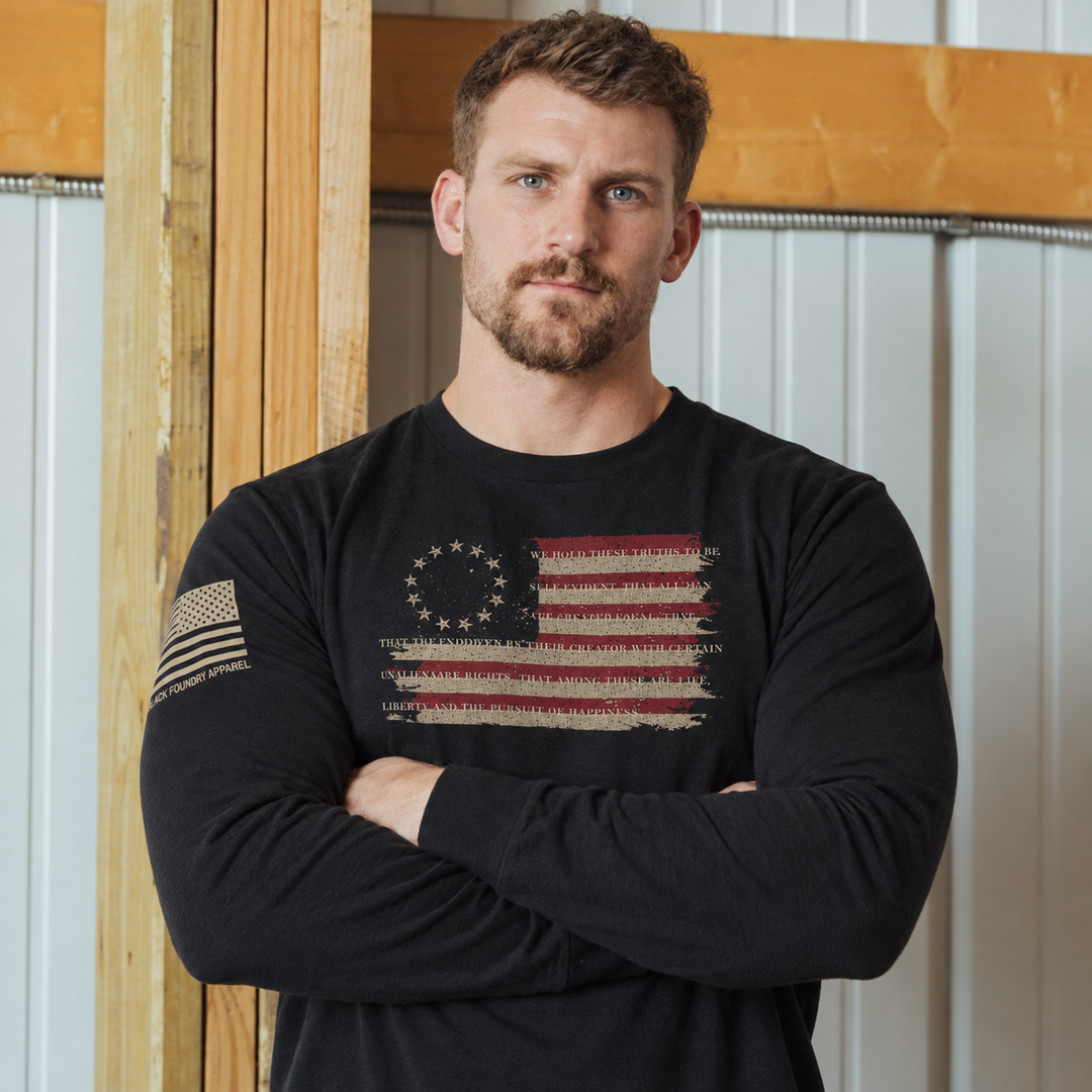 Betsy Ross America Flag Declaration Long Sleeve