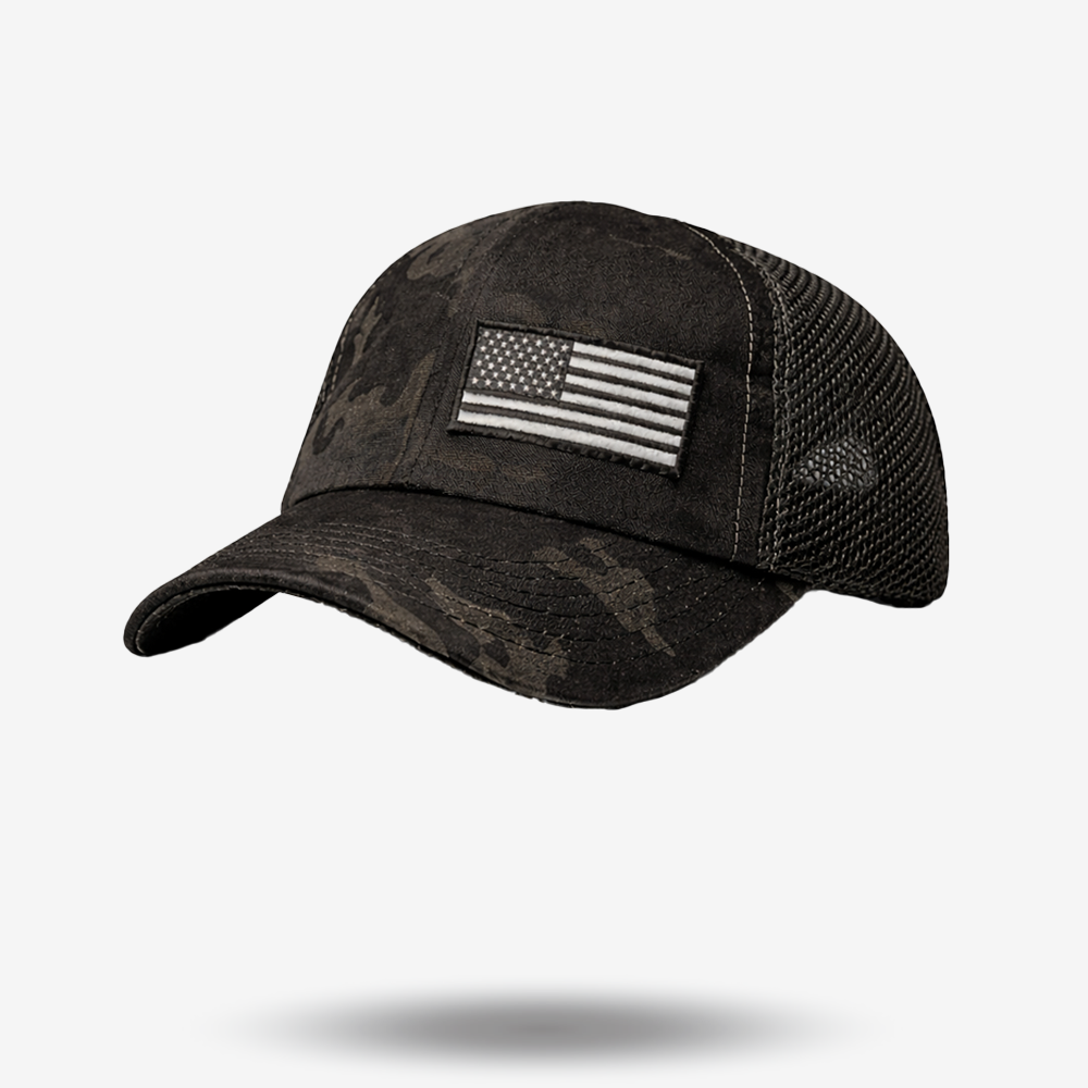Camo American with American Flag - Trucker Hat