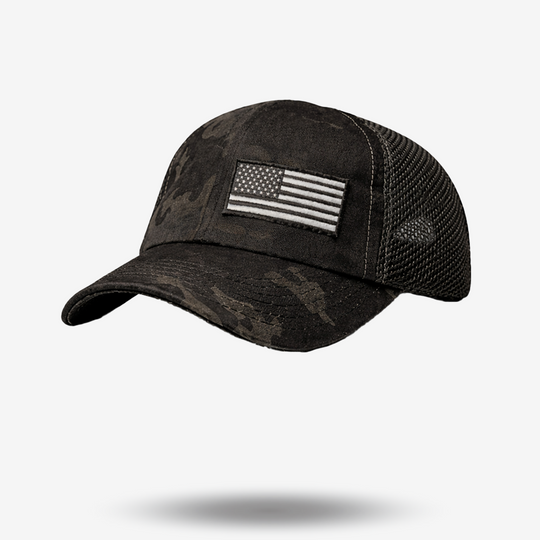Camo American with American Flag - Trucker Hat