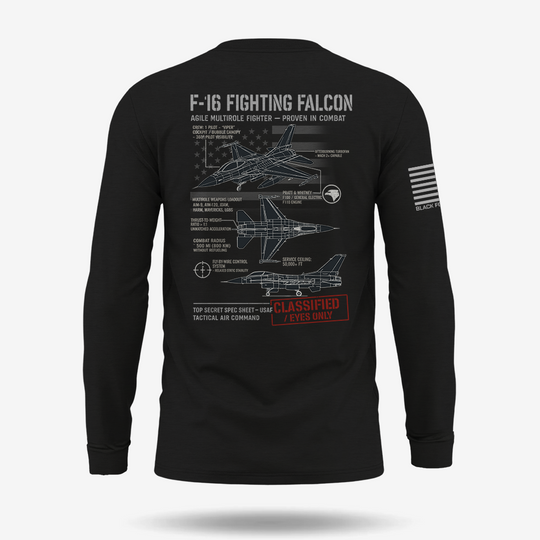 F-16 Fighting Falcon Schematic Long Sleeve