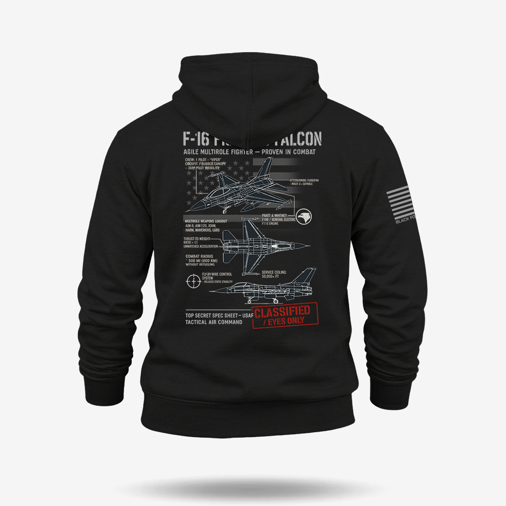 F-16 Fighting Falcon Schematic Hoodie