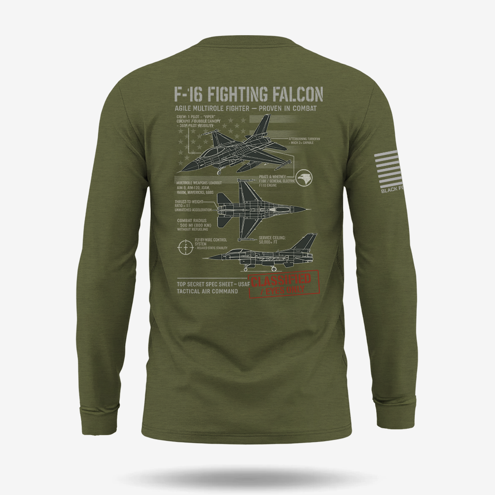 F-16 Fighting Falcon Schematic Long Sleeve