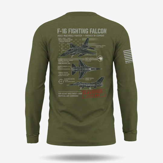 F-16 Fighting Falcon Schematic Long Sleeve