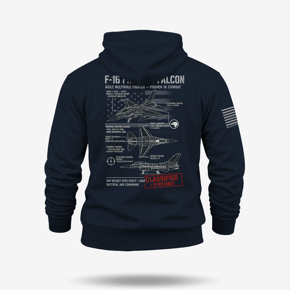F-16 Fighting Falcon Schematic Hoodie