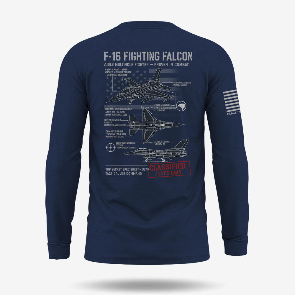 F-16 Fighting Falcon Schematic Long Sleeve
