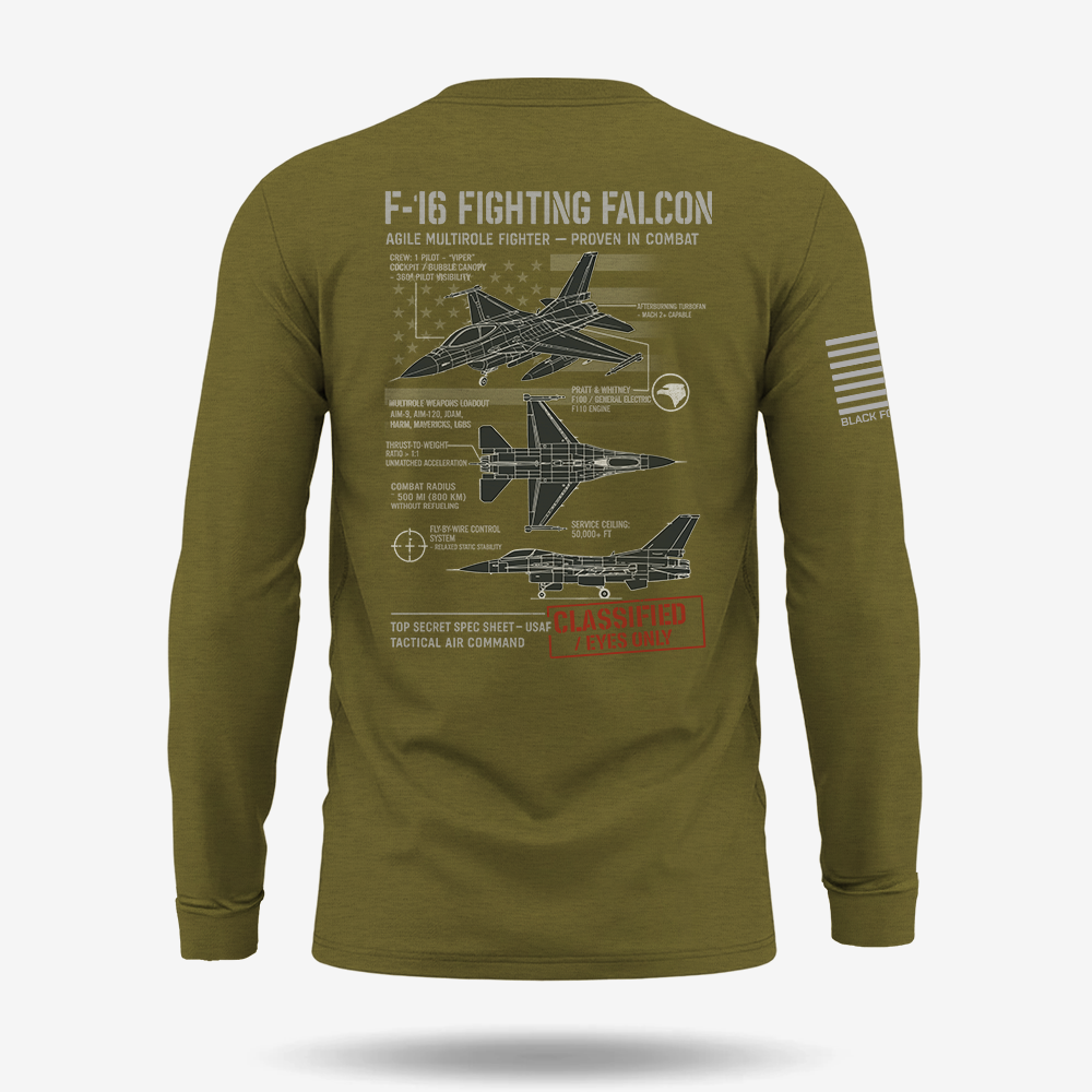 F-16 Fighting Falcon Schematic Long Sleeve