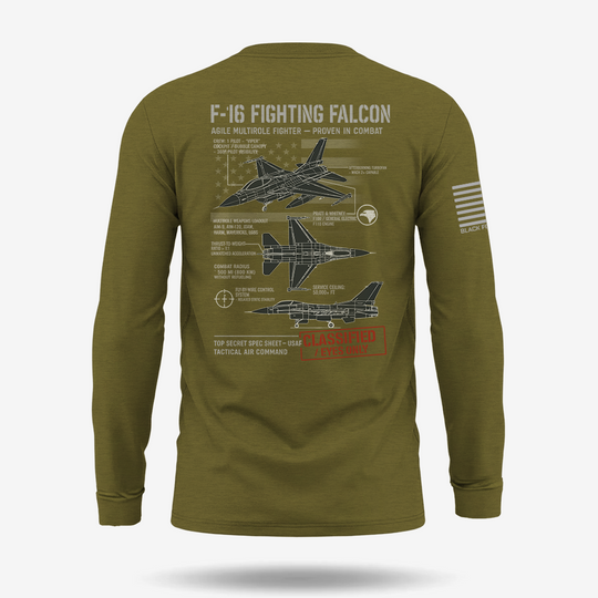 F-16 Fighting Falcon Schematic Long Sleeve