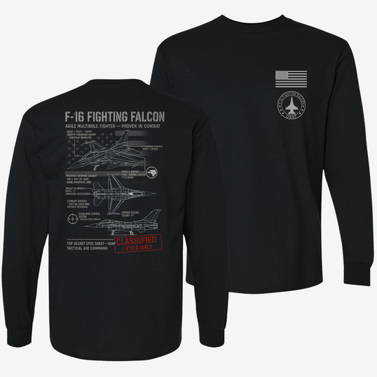 F-16 Fighting Falcon Schematic Long Sleeve