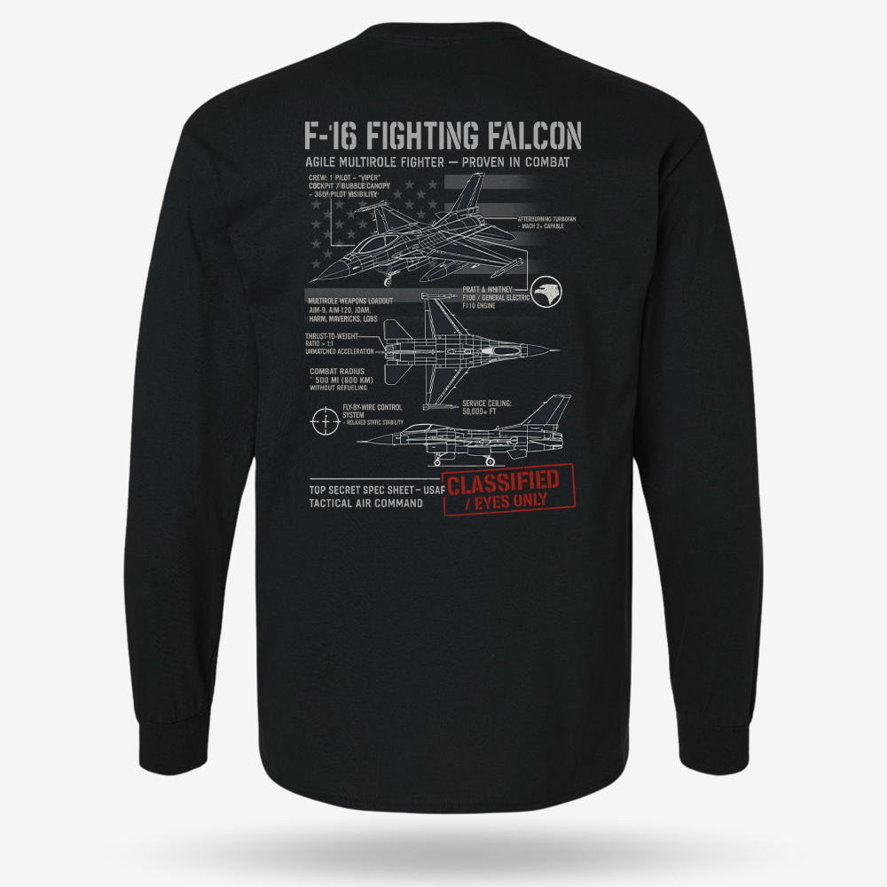 F-16 Fighting Falcon Schematic Long Sleeve