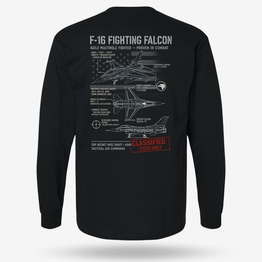 F-16 Fighting Falcon Schematic Long Sleeve