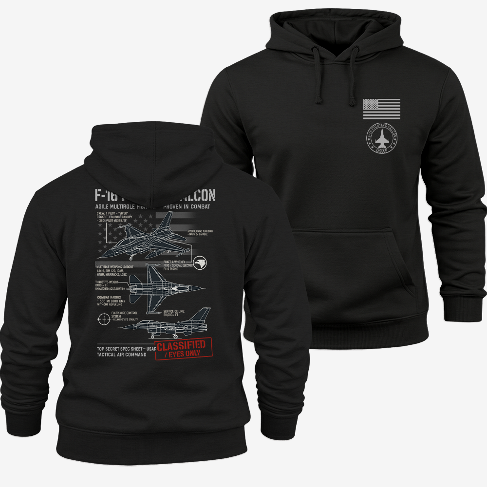 F-16 Fighting Falcon Schematic Hoodie