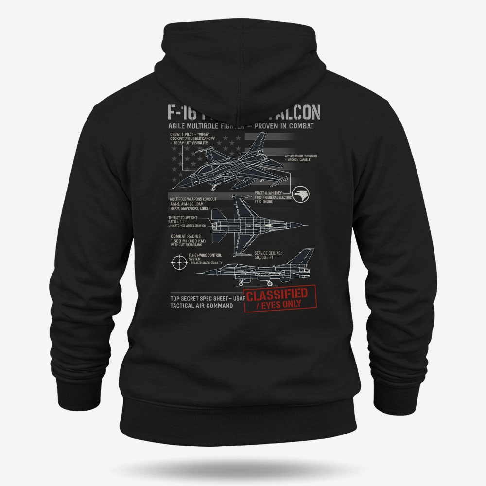 F-16 Fighting Falcon Schematic Hoodie