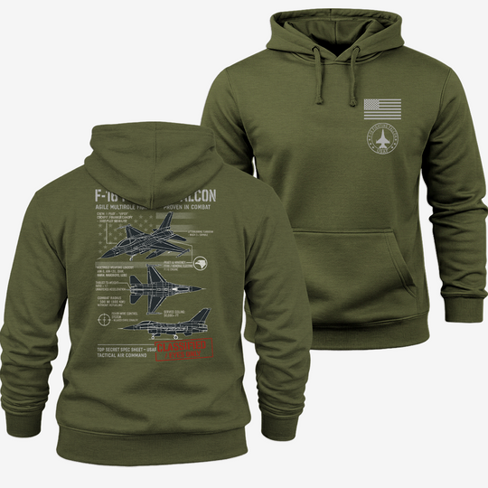 F-16 Fighting Falcon Schematic Hoodie