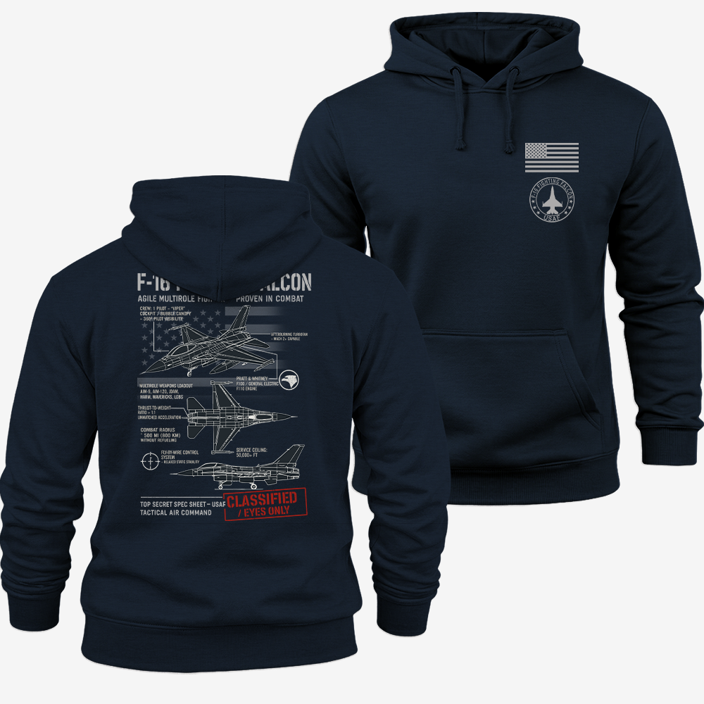 F-16 Fighting Falcon Schematic Hoodie