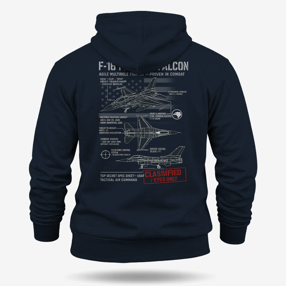 F-16 Fighting Falcon Schematic Hoodie
