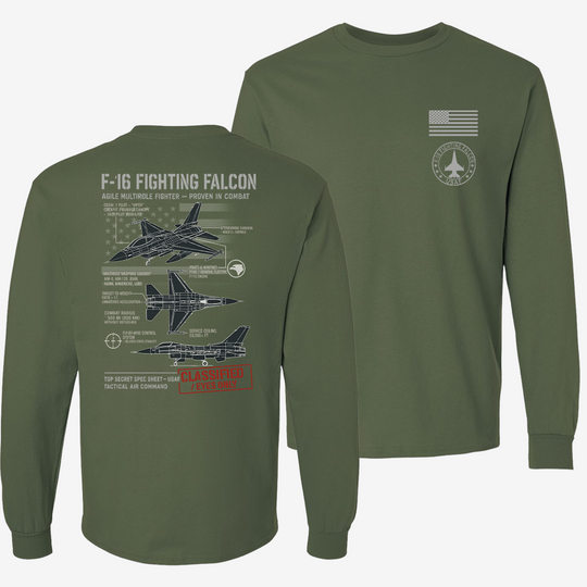 F-16 Fighting Falcon Schematic Long Sleeve