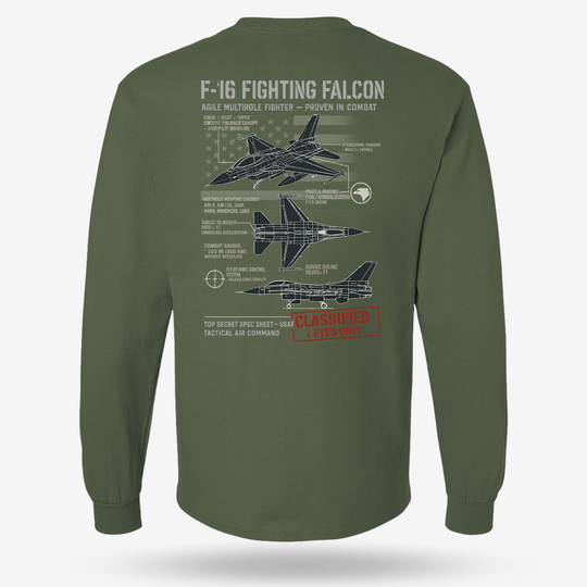 F-16 Fighting Falcon Schematic Long Sleeve