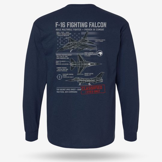F-16 Fighting Falcon Schematic Long Sleeve