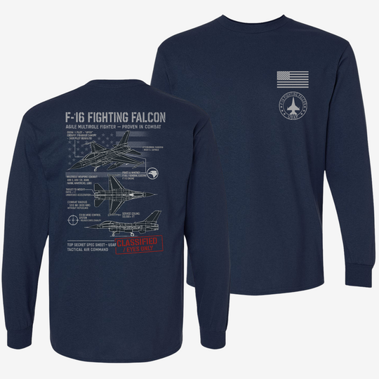 F-16 Fighting Falcon Schematic Long Sleeve