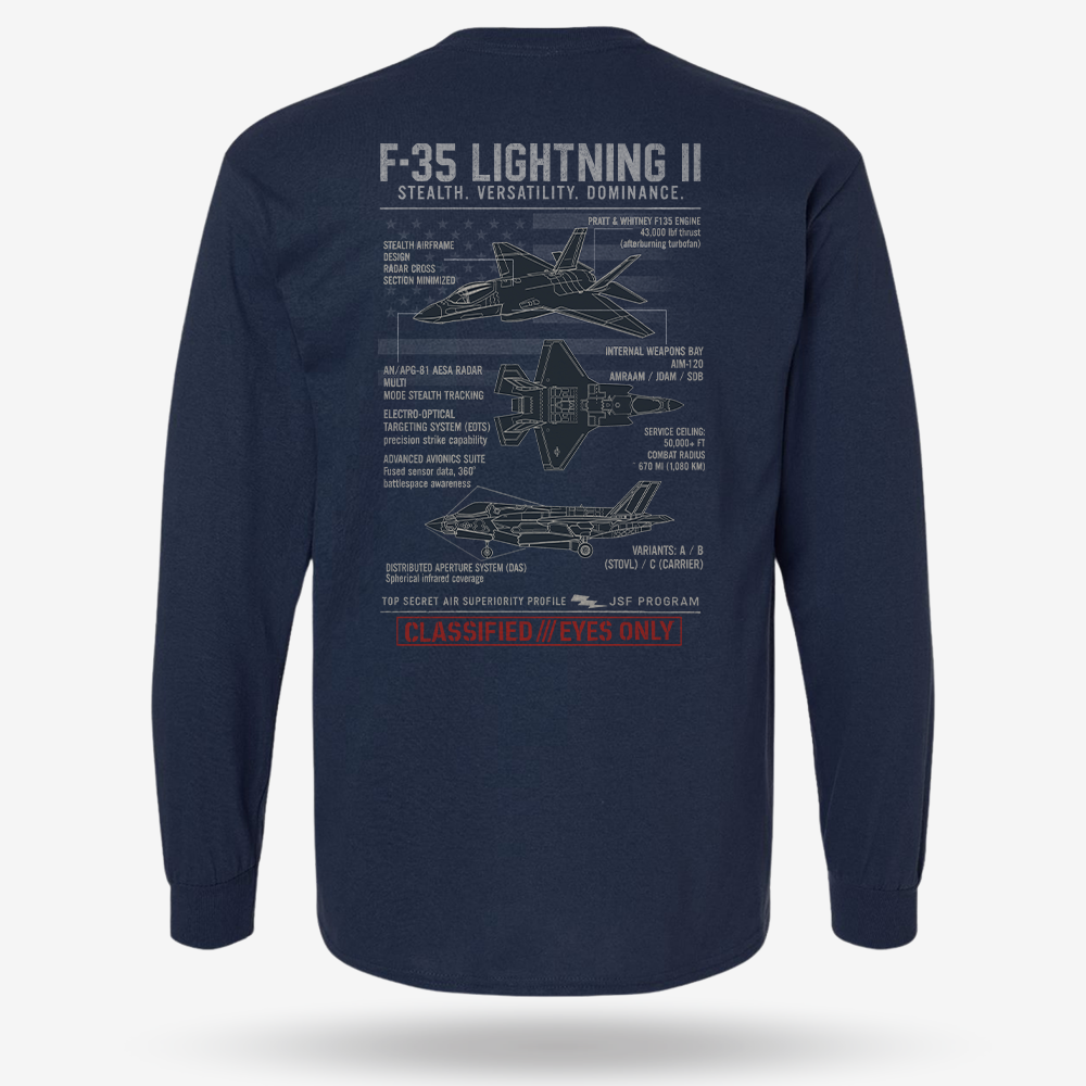 F-35 Lightning II Schematic Long Sleeve