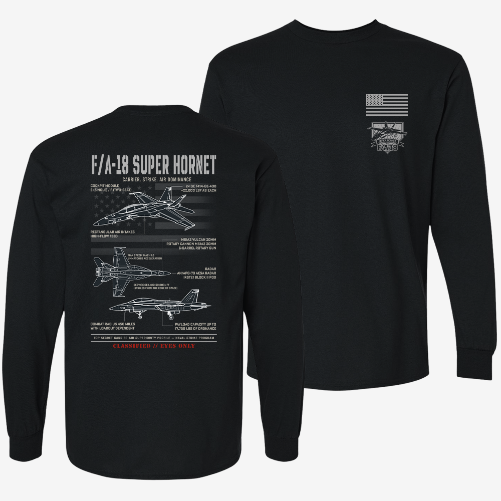 F/A-18 Super Hornet Schematic Long Sleeve