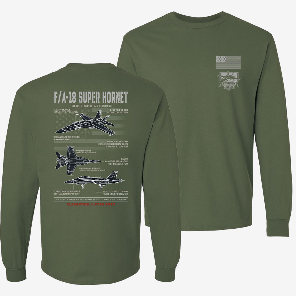 F/A-18 Super Hornet Schematic Long Sleeve