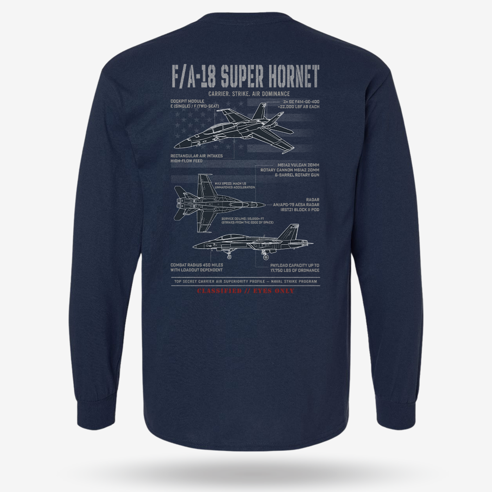 F/A-18 Super Hornet Schematic Long Sleeve