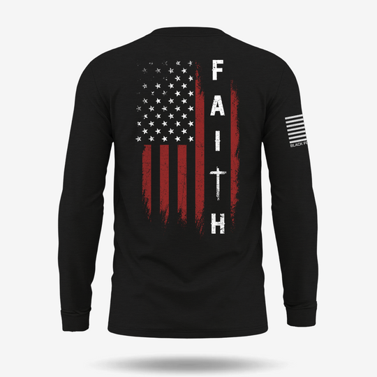 Faith Over Fear – Distressed American Flag Long Sleeve
