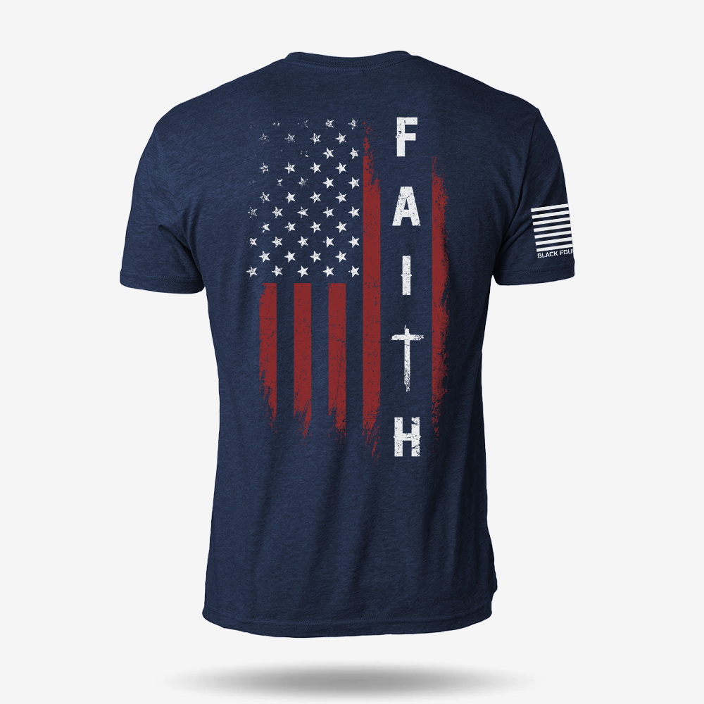 Faith Over Fear – Distressed American Flag T Shirt