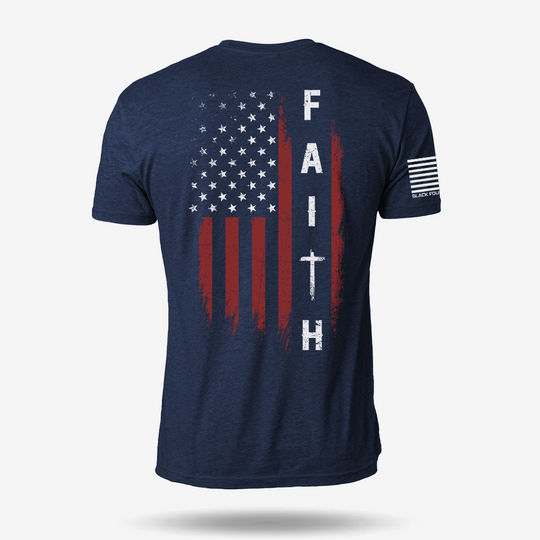 Faith Over Fear – Distressed American Flag T Shirt