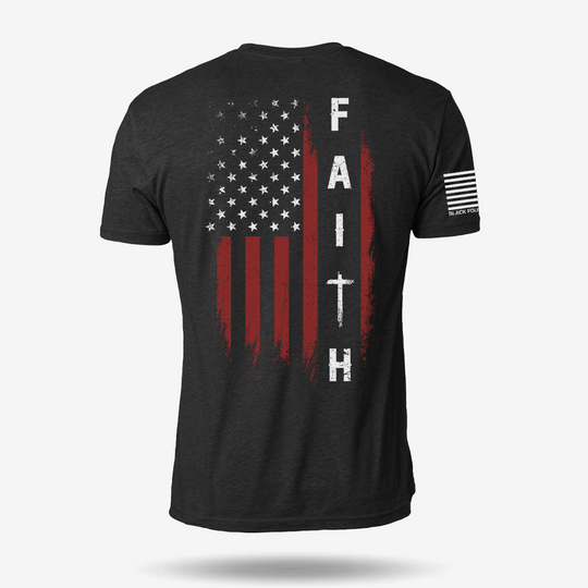 Faith Over Fear – Distressed American Flag T Shirt