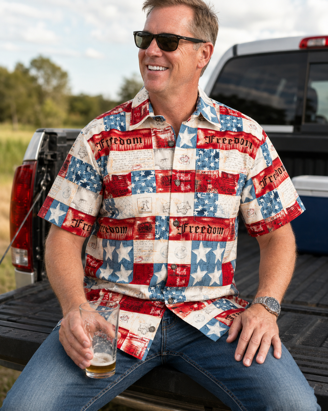 Freedom Flag Button Down Shirt