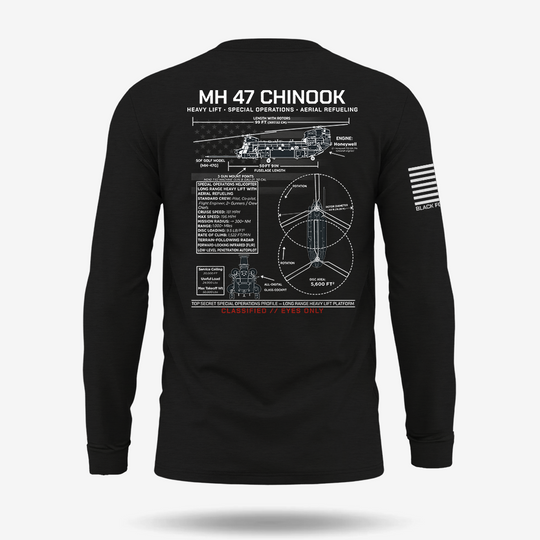 MH 47 Chinook Schematic Long Sleeve