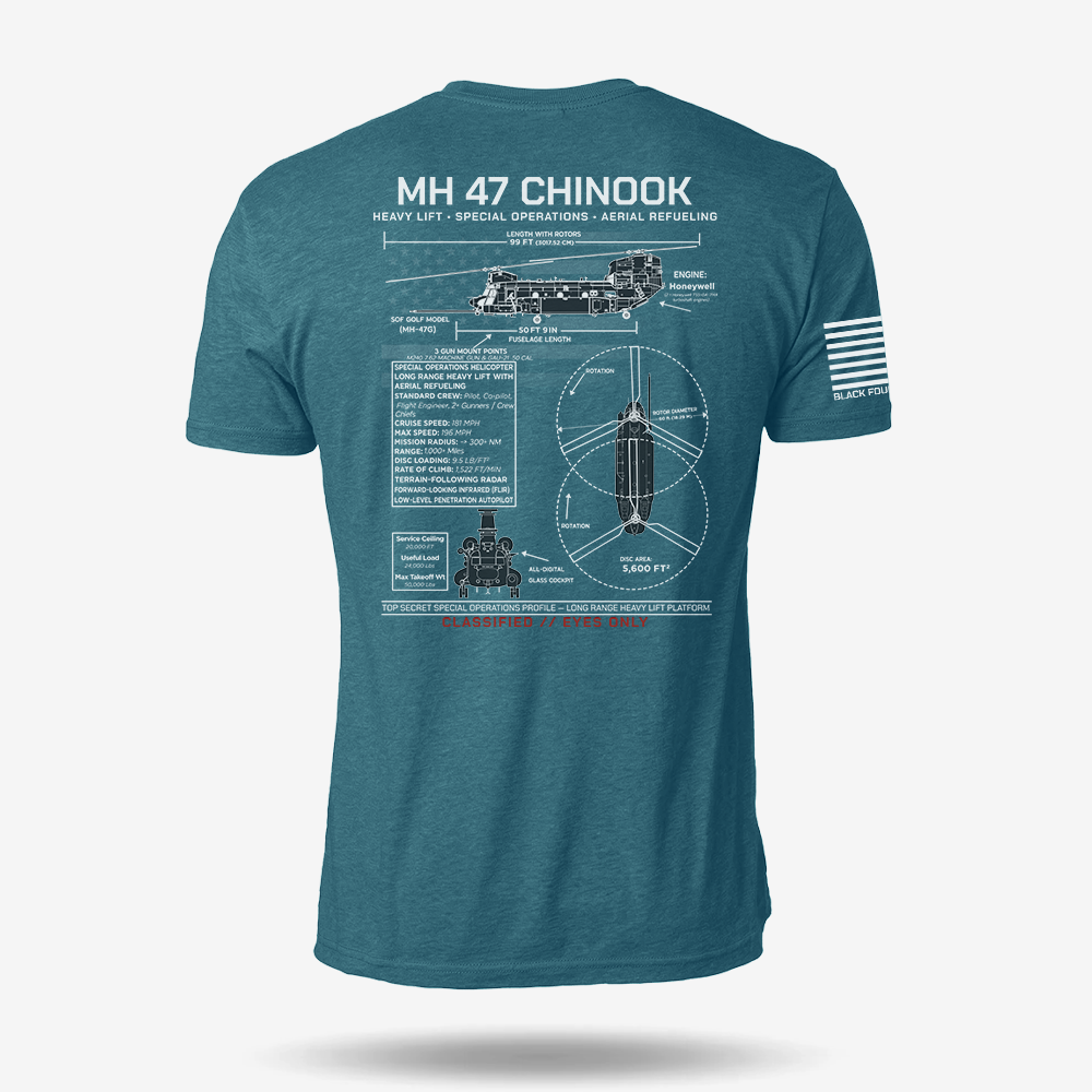 MH 47 Chinook Schematic T Shirt